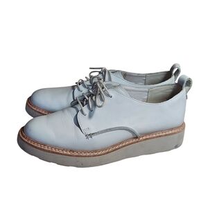 Clarks Off White/White Platform Oxford Lace Up Derby Shoes Leather Womens